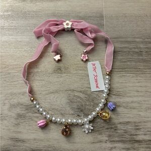 Betsey Johnson Spring Easter Egg Tulip Flower Pearl Necklace NWT
